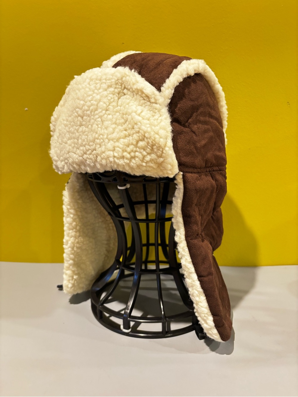 Brown Faux-Shearling Trapper Hat - Cozy Winter Headwear